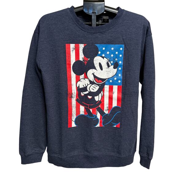 Disney Tops - Disney Mickey Mouse Pullover Sweatshirt Size Large Flag Patriotic